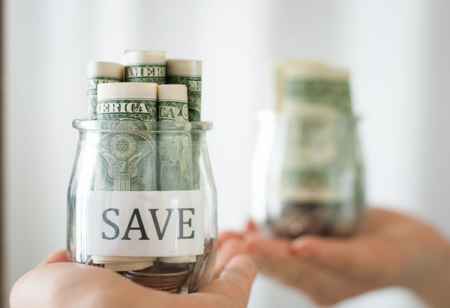Jar of money savings